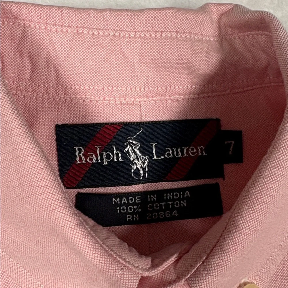 Polo Ralph Lauren Boy's Cotton Oxford Shirt Pink Size 7 Pony Preppy Classic - Picture 2 of 9